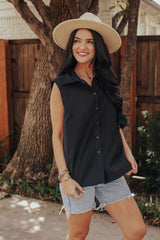 Sleeveless Button Down (Black)
