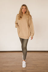 Oversized Nude Pocketed Sweatshirt