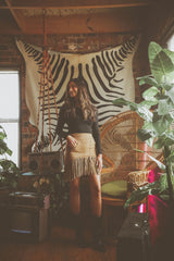 Mocha Fringe High Waisted Skirt - Only Large Left