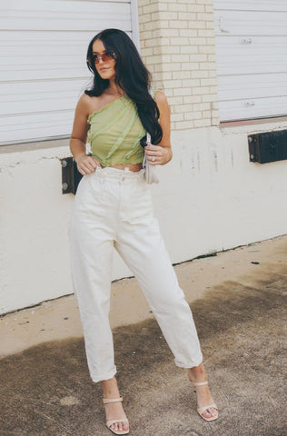 High Waisted Slit Trousers (White)