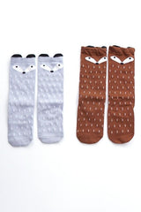 Fox Socks ( Gray & Brown) - Grey Suede 